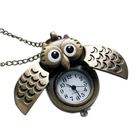 Owl Watch Pendant NEW Bronze Metal Pocket Watch Necklace - Picture 13 of 13